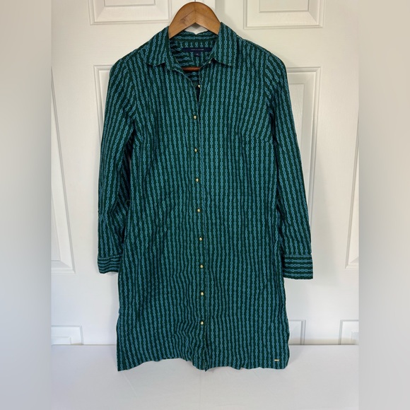 Tommy Hilfiger Shirt Dress size Small Women’s Green Blue Long Sleeves‎ - Picture 1 of 6